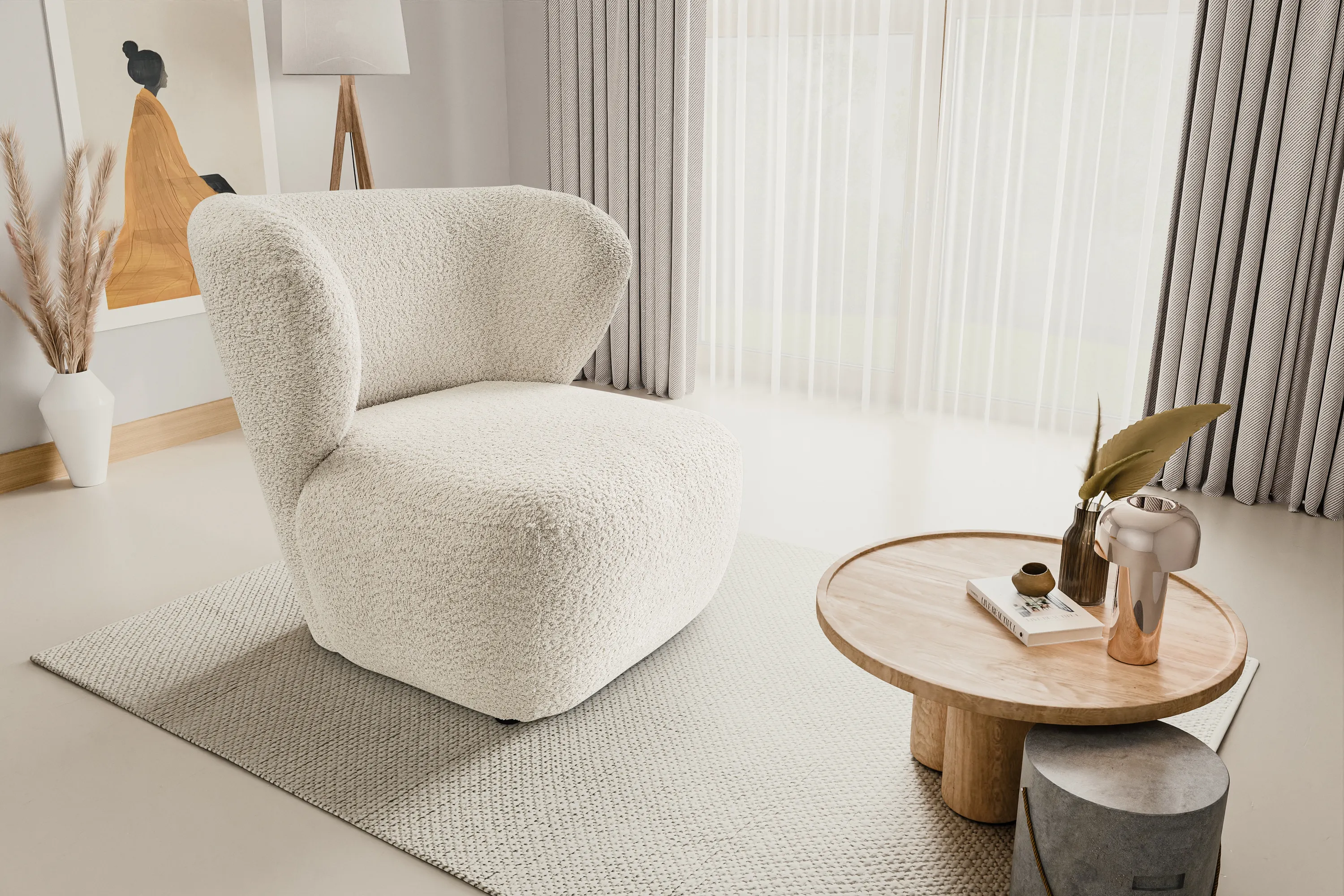 Fotel kubełkowy AVIS ANTHOLOGY tkanina boucle kremowy - AVIS_FOT_ANTOLOGY20