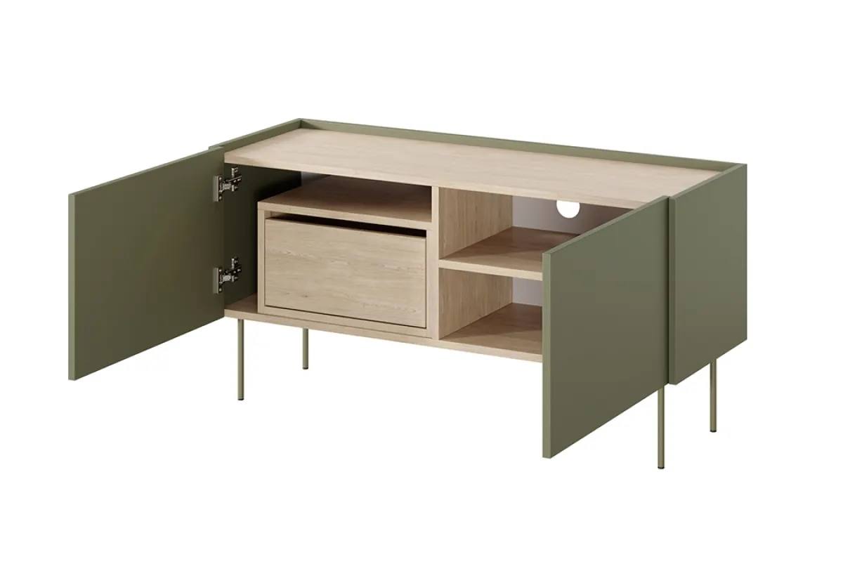 Szafka RTV DESIN 120 z szufladą zielona - dąb nagano - B_149066
