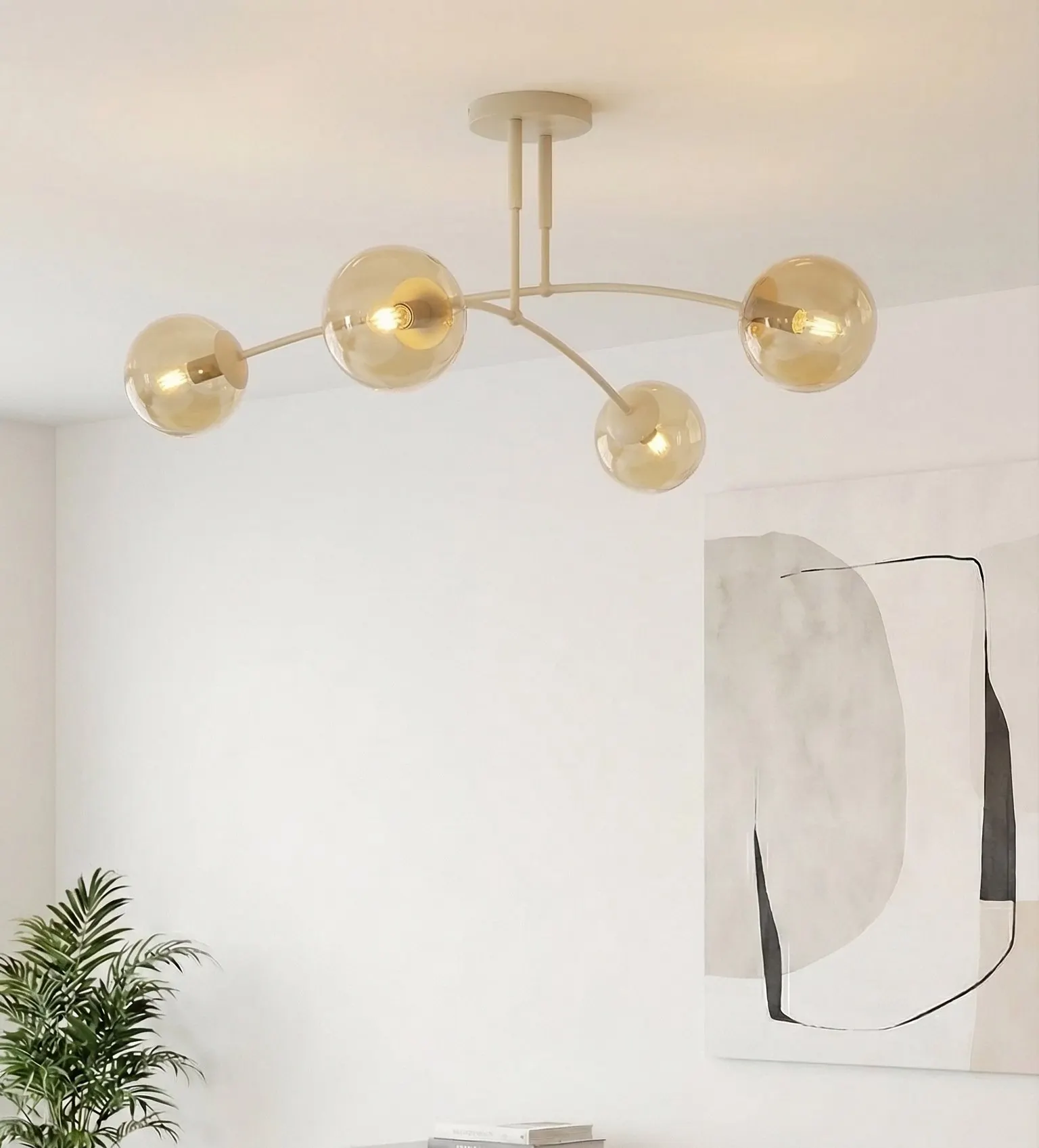 Lampa sufitowa PREGOS 4 MOKKA AMBER beżowa miodowy - 1686/4