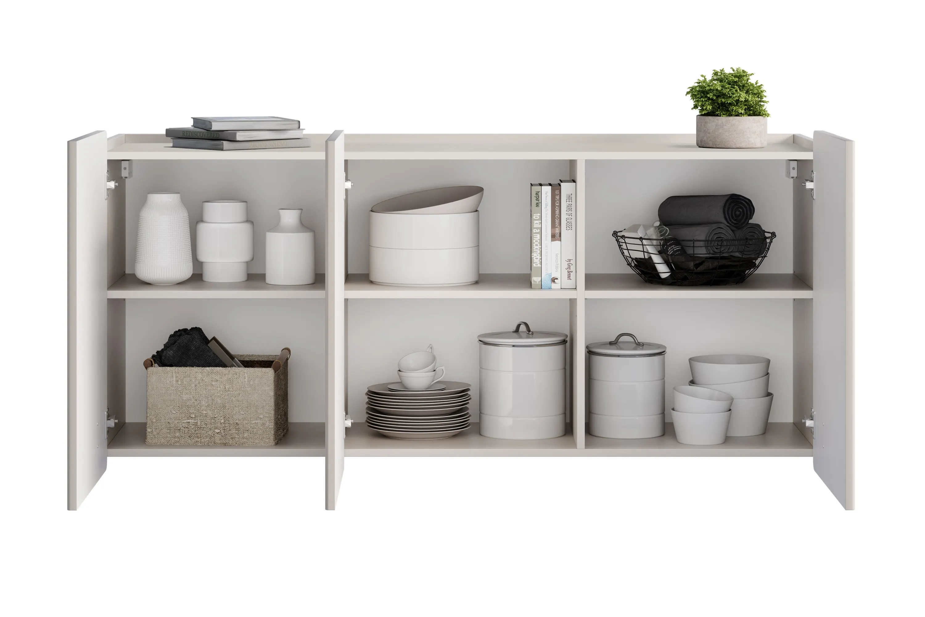 Komoda wisząca 3-drzwiowa MALMI 150cm - kaszmirowy - czarny - B_167025