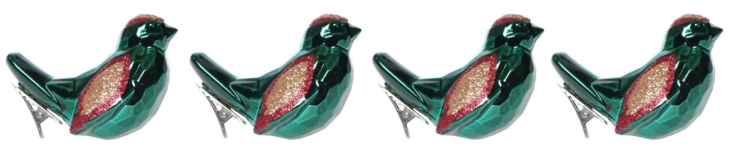 Komplet 4 ptaszków na klipie 4401 zielone Komplet 4 ptaszków na klipie 4401 zielone