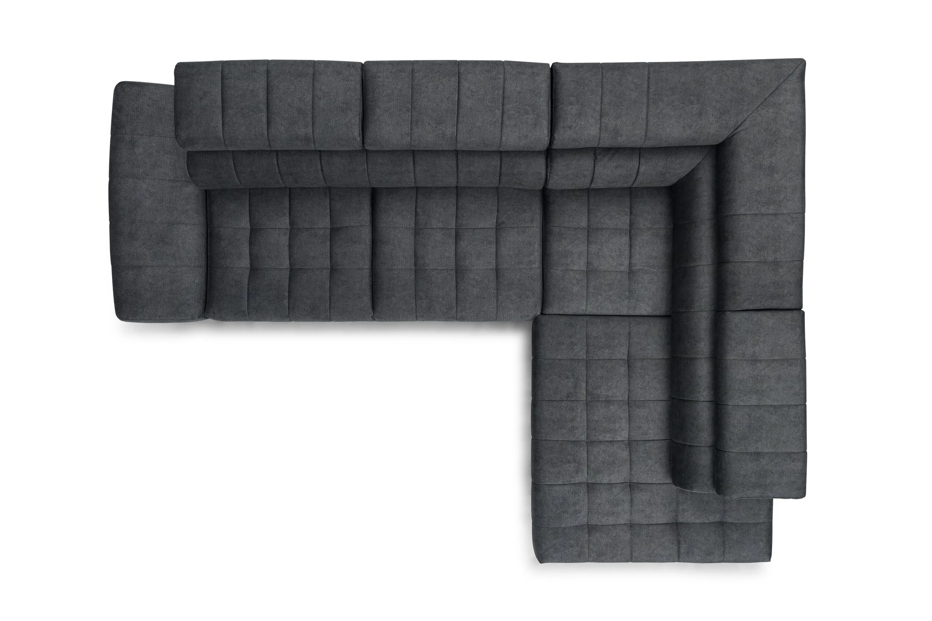 Narożnik prawostronny VALORIS L regulowane zagłówki i podłokietniki tkanina Perfect Harmony 90 grafitowy - B_162927