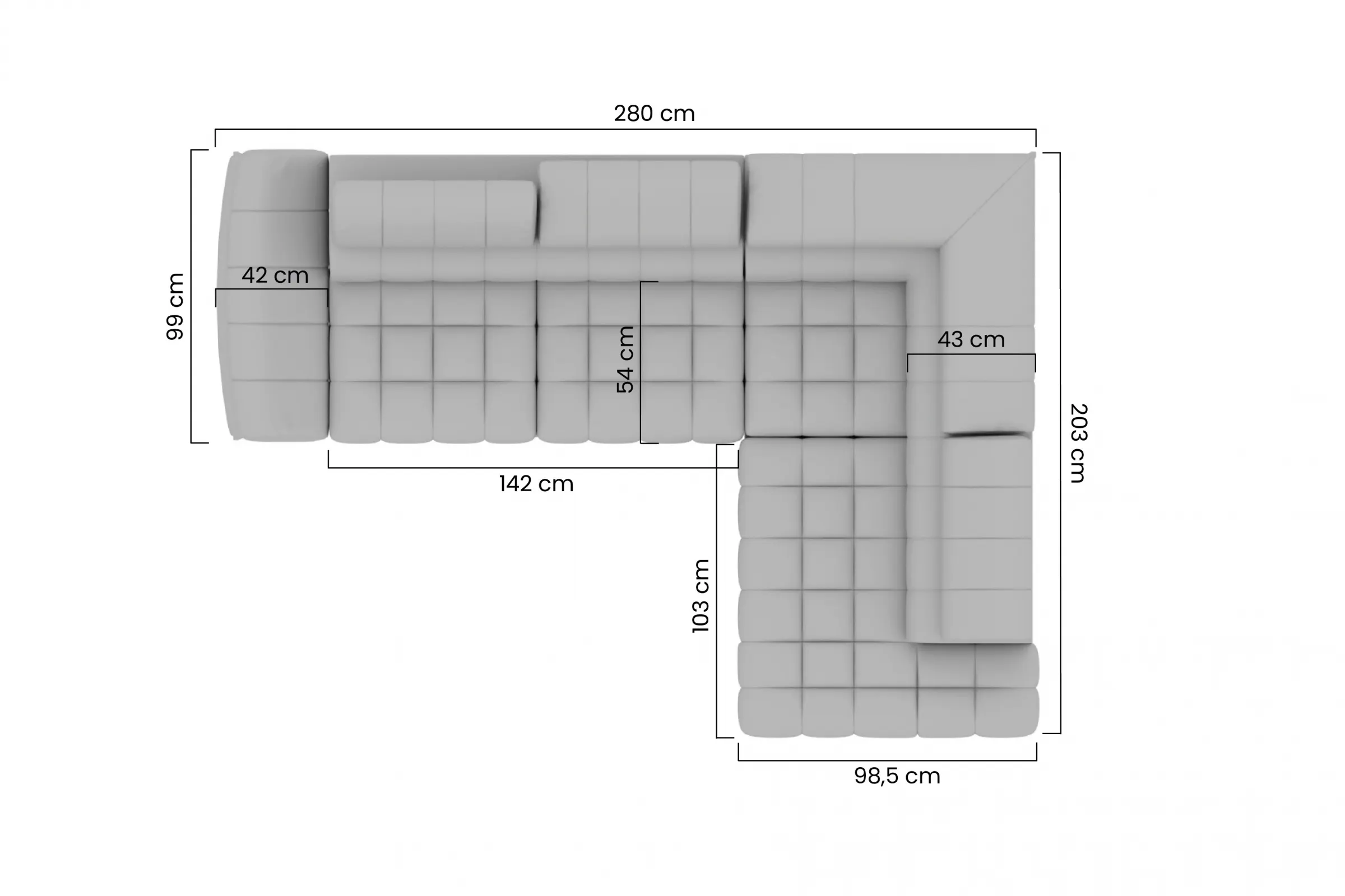 Narożnik lewostronny VALORIS L regulowane zagłówki i podłokietniki tkanina Cloud 82 szary - B_162909