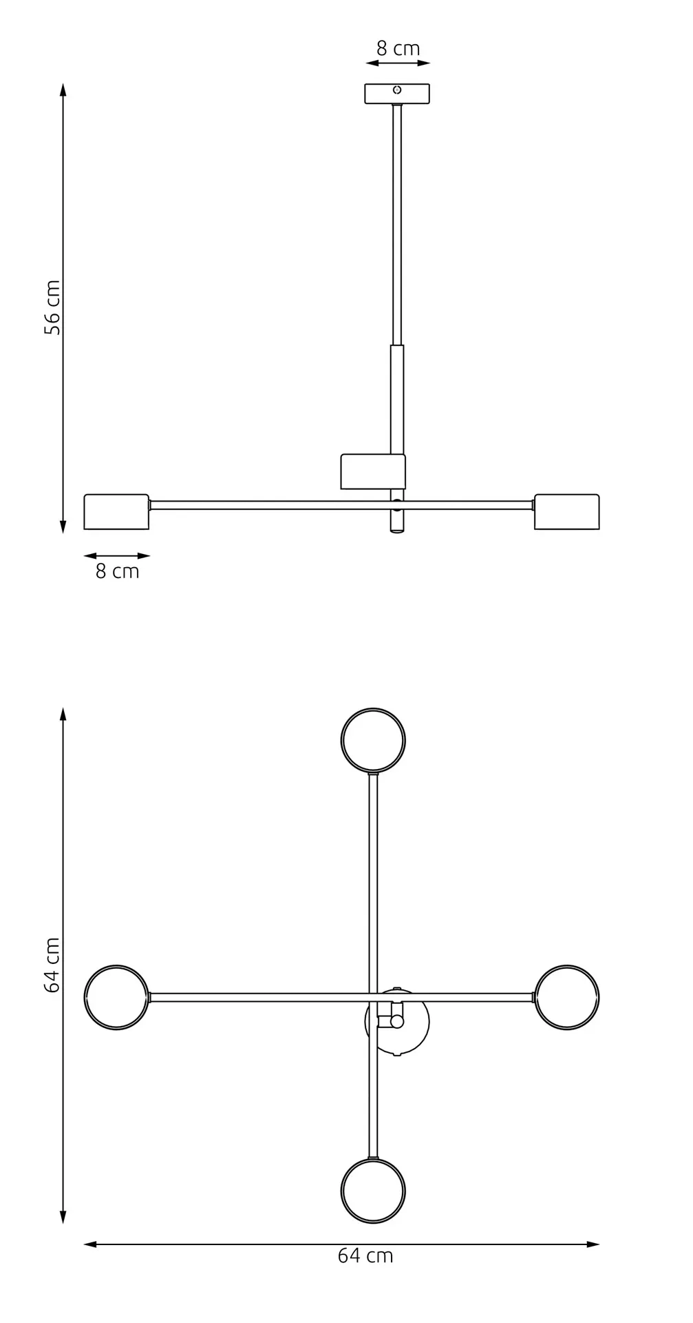 Lampa wisząca NATSU 4 BL czarna - 1444/4