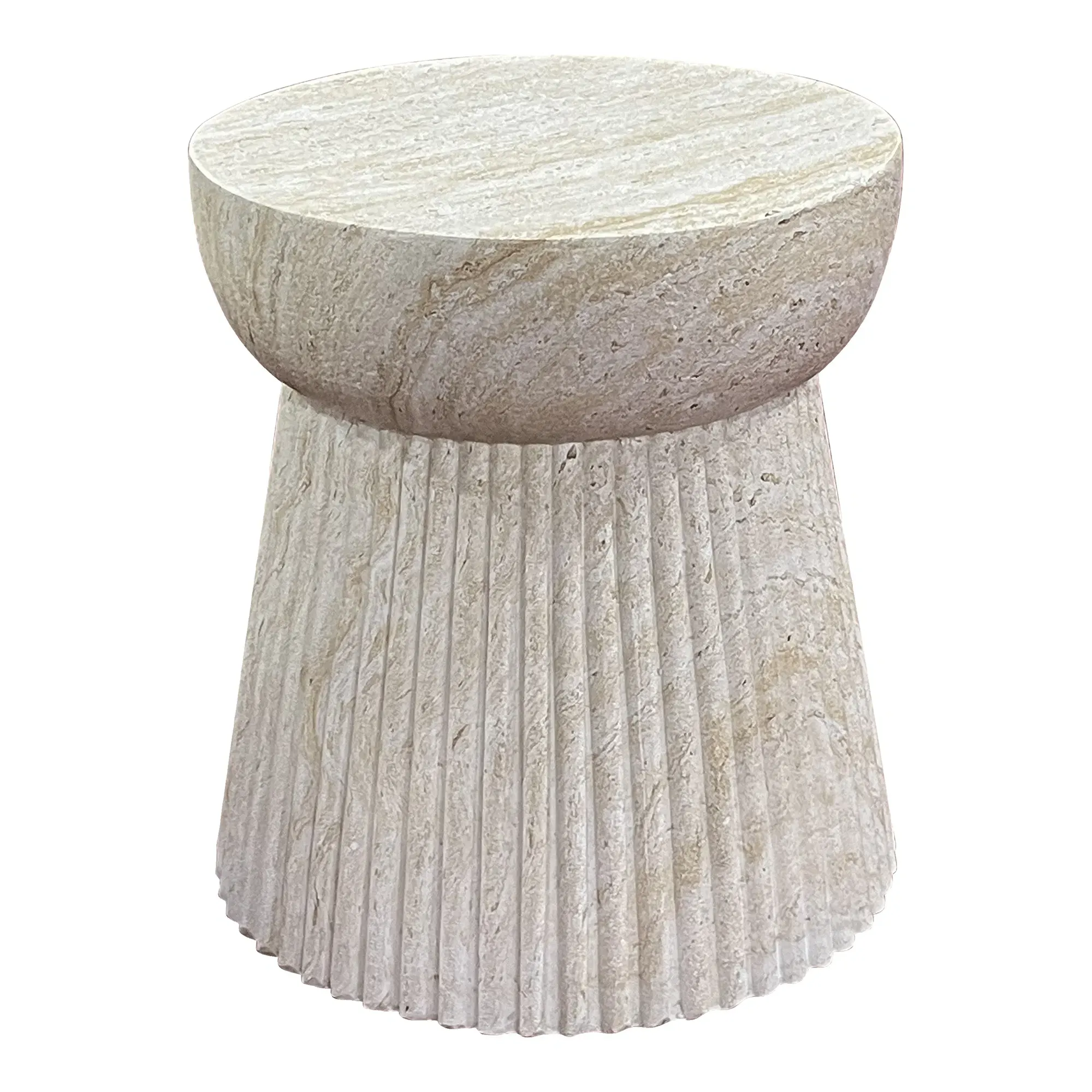 Stolik kawowy BONN włókno gliny z rowkiem fi37x43 cm - efekt kamienia