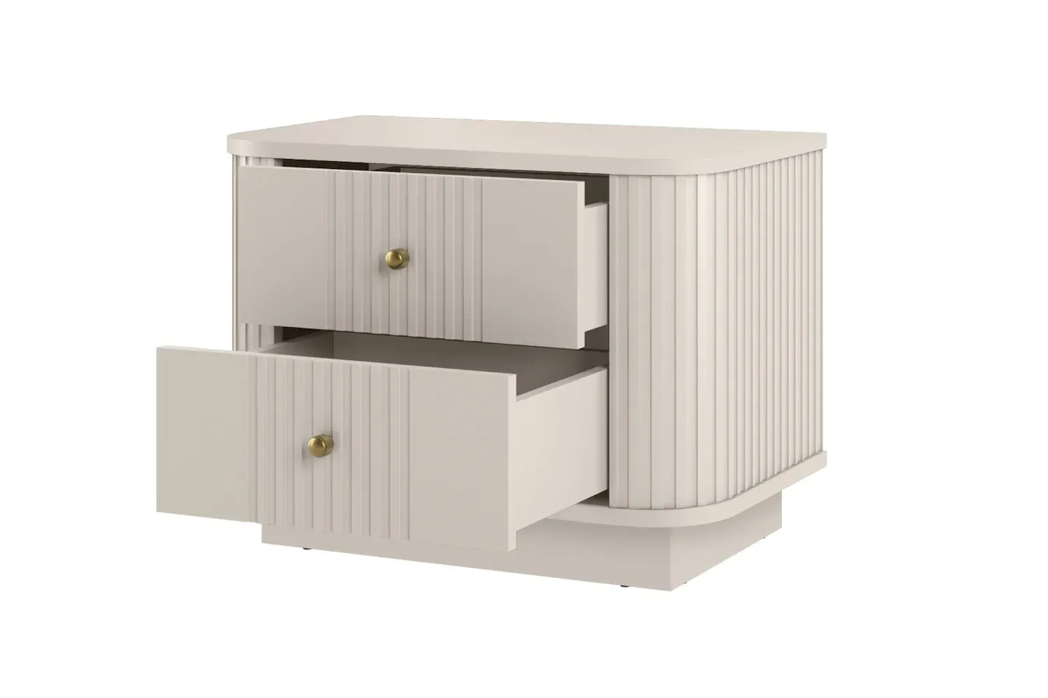Zestaw szafka nocna z 2 szufladami VESPER 2-set ryflowany front - cashmere złote uchwyty cokół - B_169465