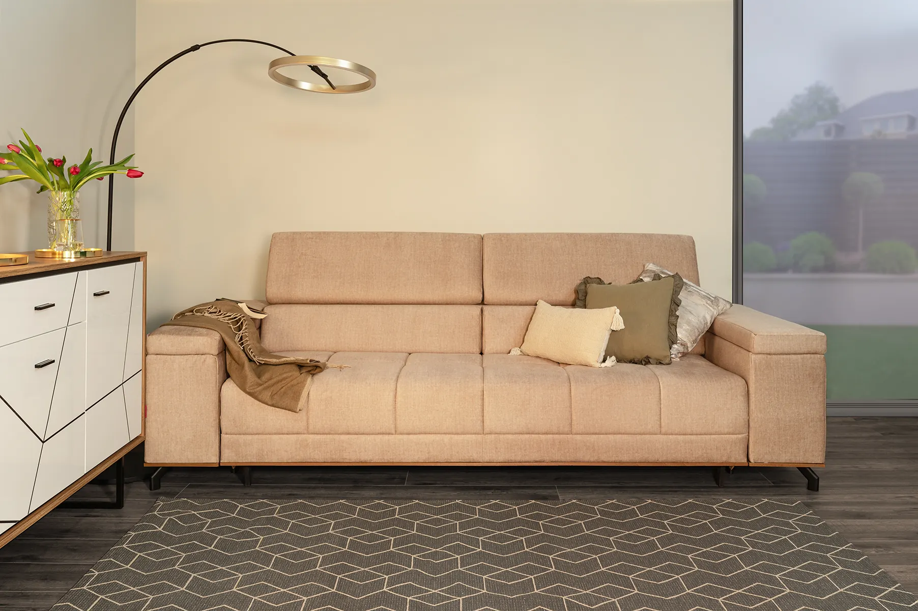 Lampa podłogowa BREST ledowa ściemniacz nożny 180 cm czarno-złota - 3016-104L