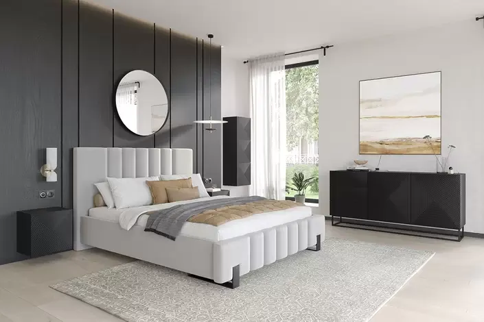 Szafka wisząca ASHA 40 1D - czarny mat - ryflowany front - B_57640