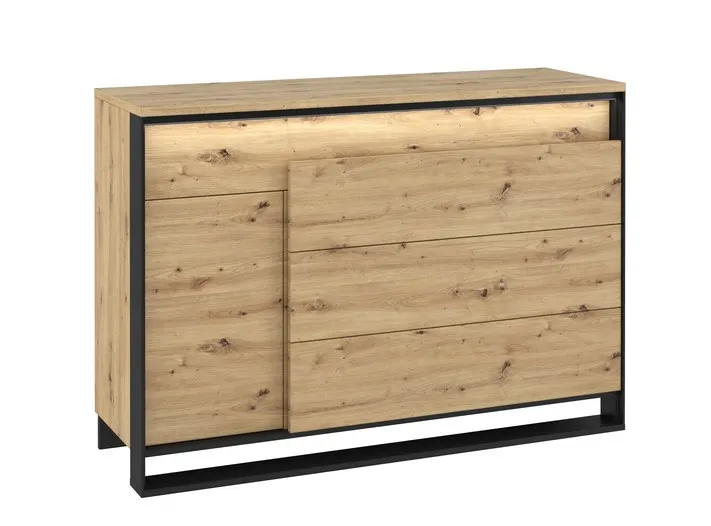 Komoda z szufladami LED Quant QA-08 dąb artisan/czarna