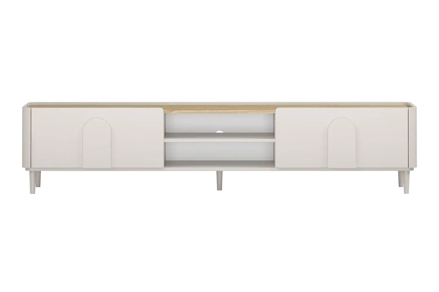 Safka RTV z klapą i szufladą AMILIO 220 - cashmere dąb olejowany uchwyty cashmere nogi cashmere - B_169217