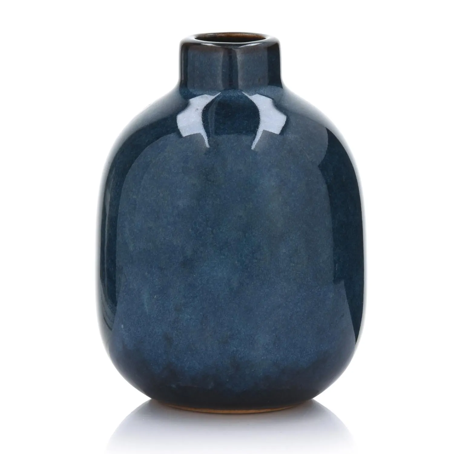image ceramiczny wazon, niebieski, glazurowany, okrągły, wąska szyjka