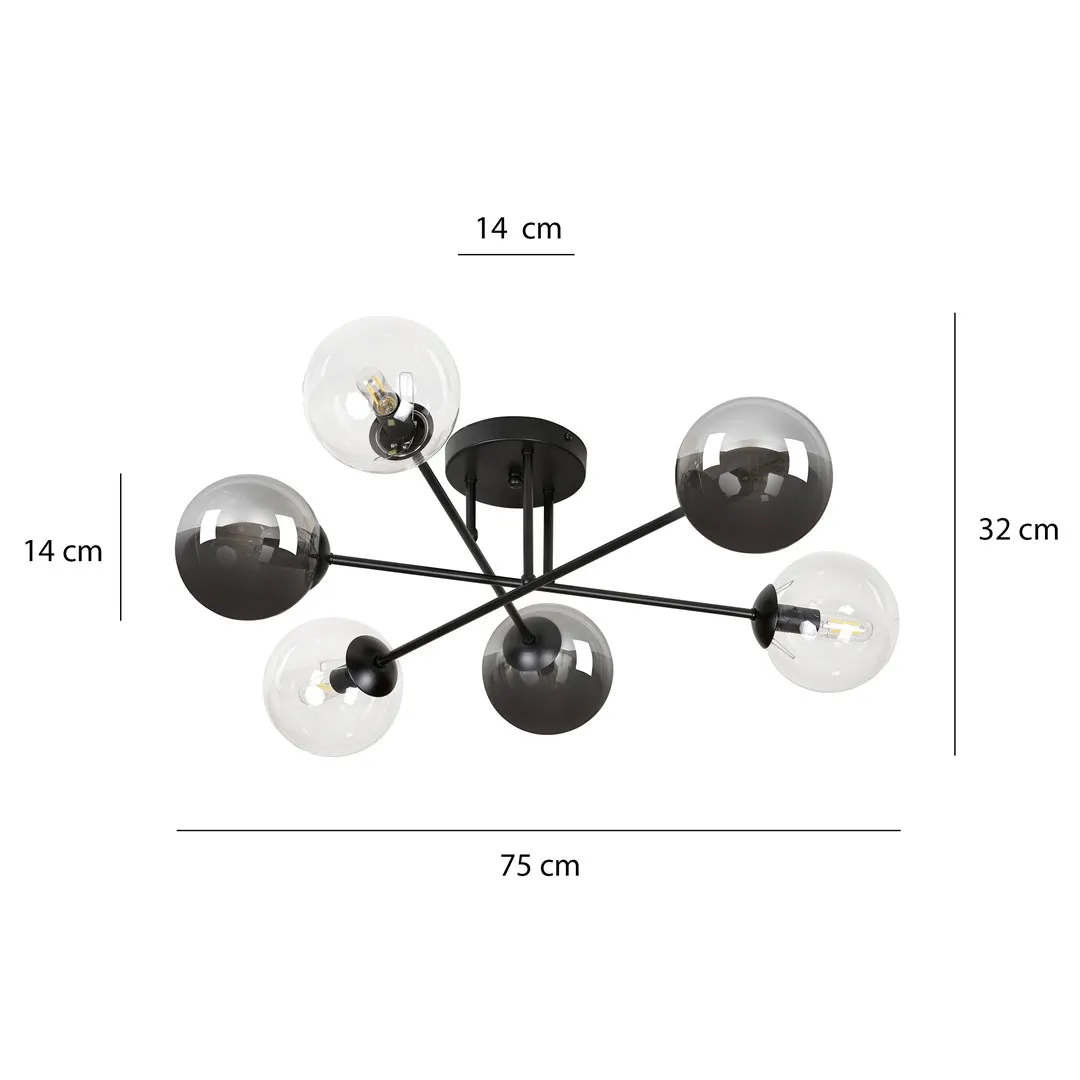Lampa sufitowa BRENDI Czarny 834/6B1 - 834/6B1