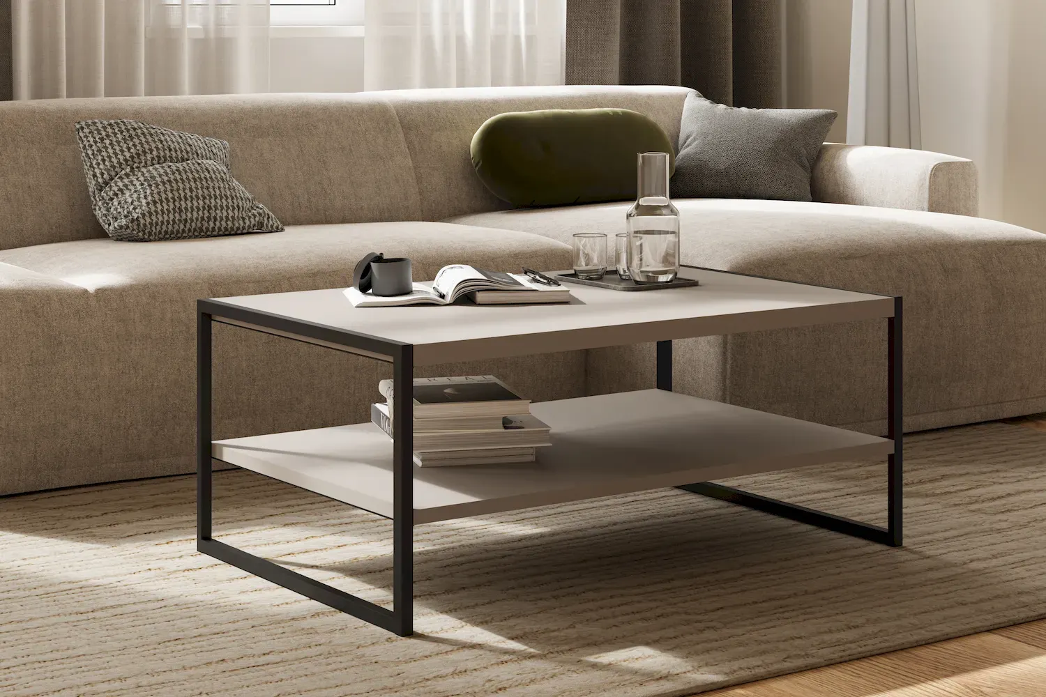 Stolik kawowy z półką EKO 97 congo czarny - 24COMJ97