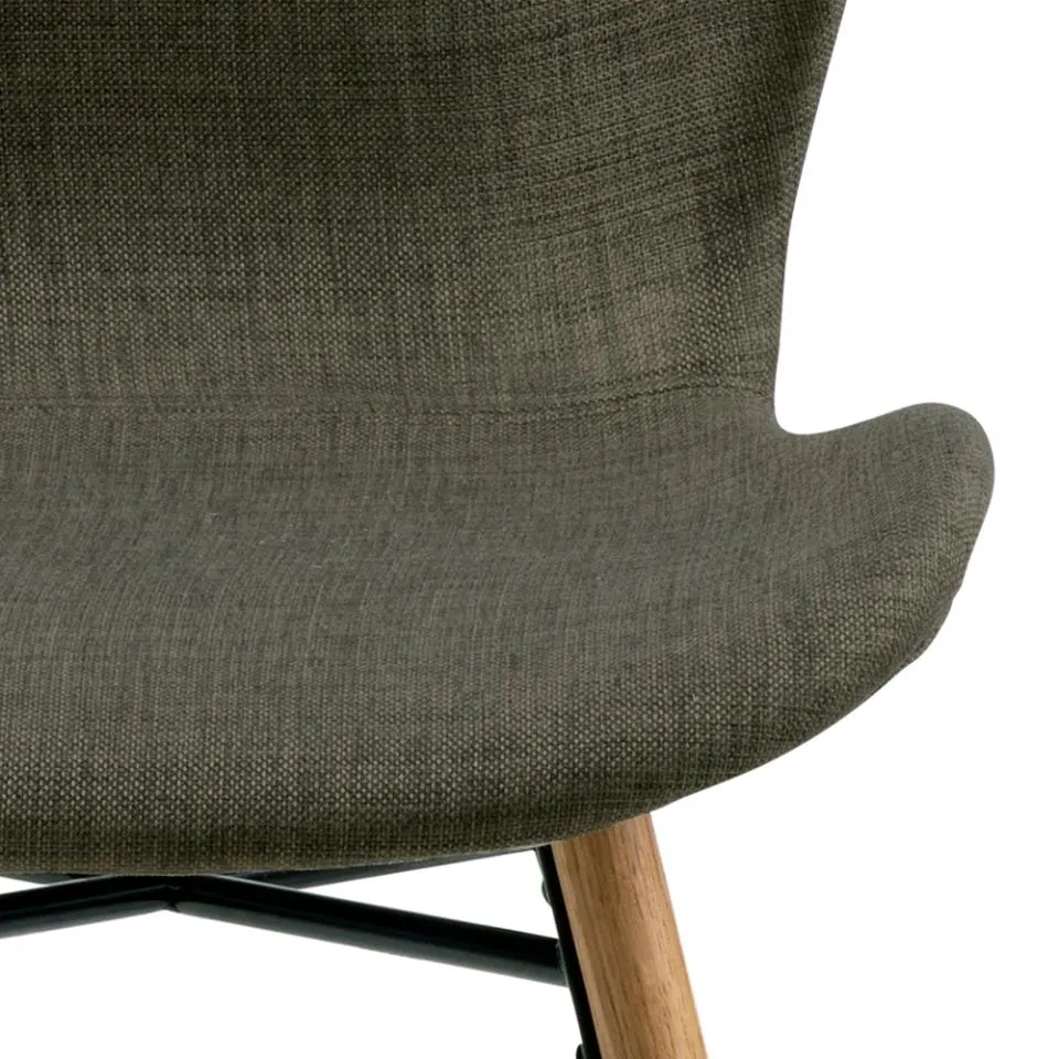 Krzesło tapicerowane DOREN oliwkowy, Dab olejowany ( zestaw 2 sztuk ) - H000018251