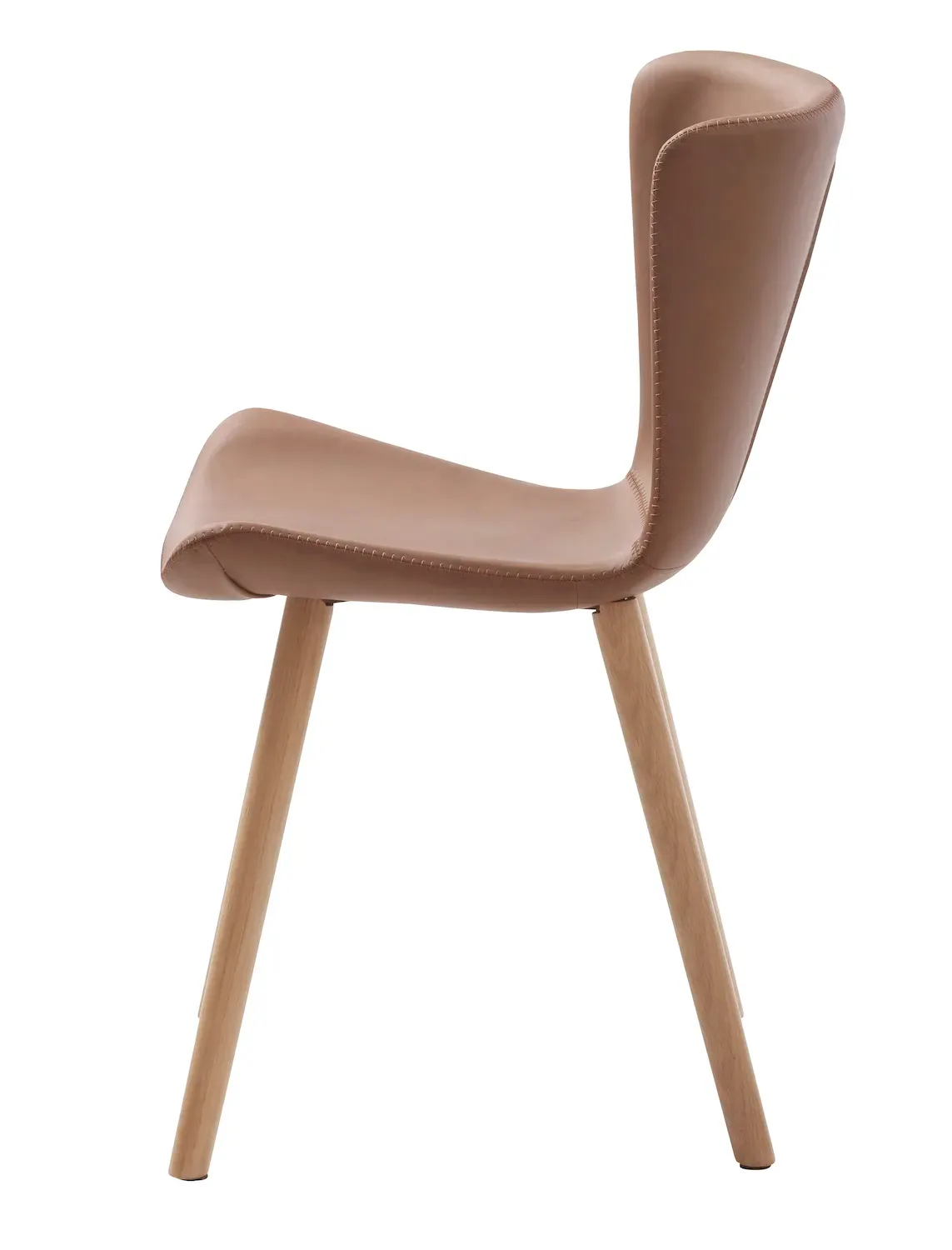 Krzesło tapicerowane TESLIN - ekoskóra: koniak, naturalne nogi - UN_49480000