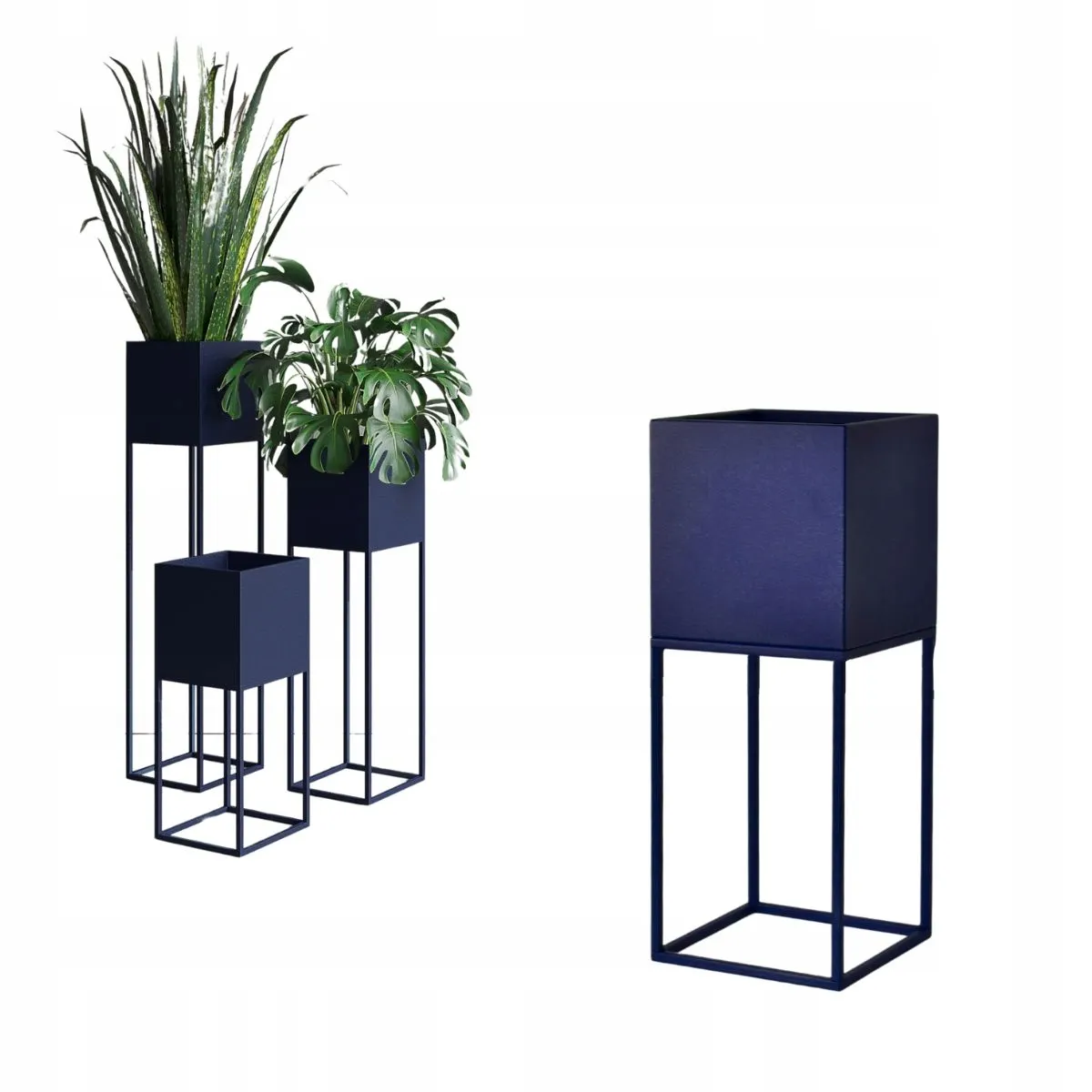 DONICZKA-osłonka na donice metalowa LORIENT S niebieska Słoik, plantator, Roślina doniczkowa, Ceramika, Wazon