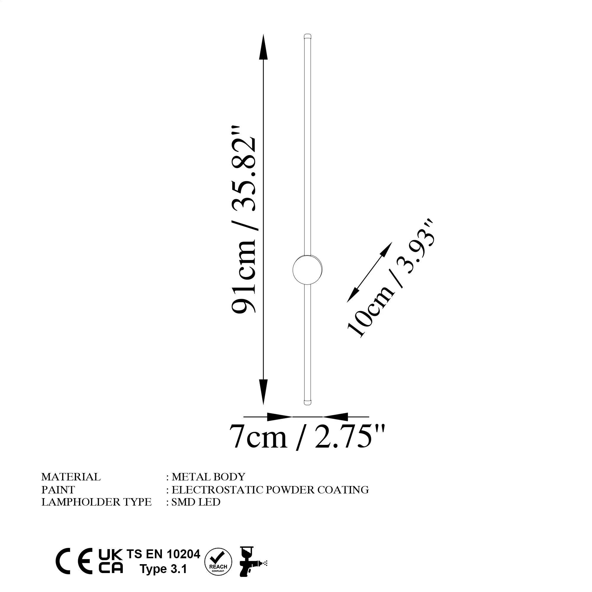 Lampa ścienna kinkiet SWORD 7x91cm czarna - ASI_119FRS1157