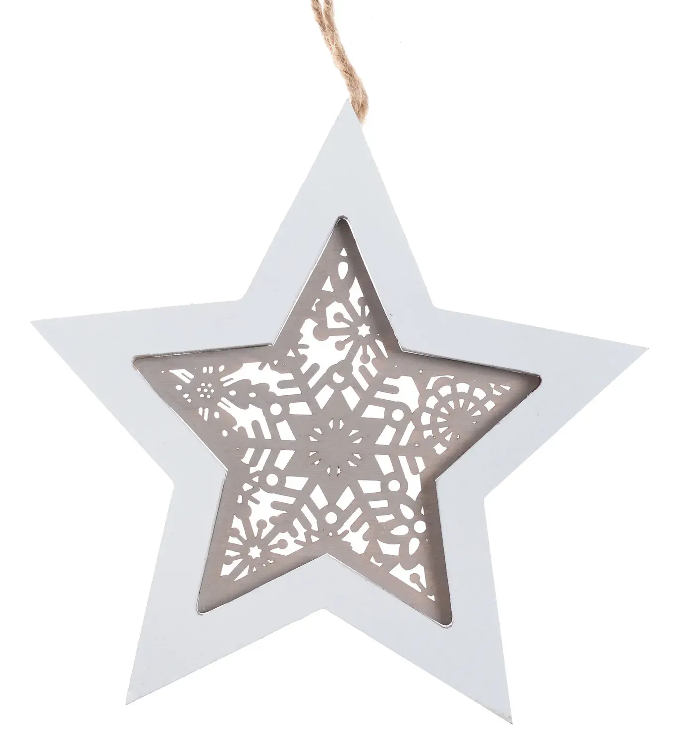Zawieszka drewniana GWIAZDA 30 cm biało-beżowa Zawieszka drewniana GWIAZDA 30 cm biało-beżowa