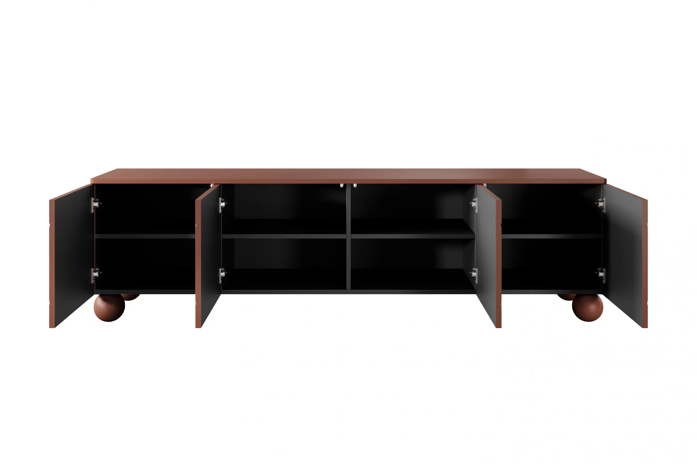 Szafka RTV 4-drzwiowa SONATIA 200cm burgund nogi kule - B_157326