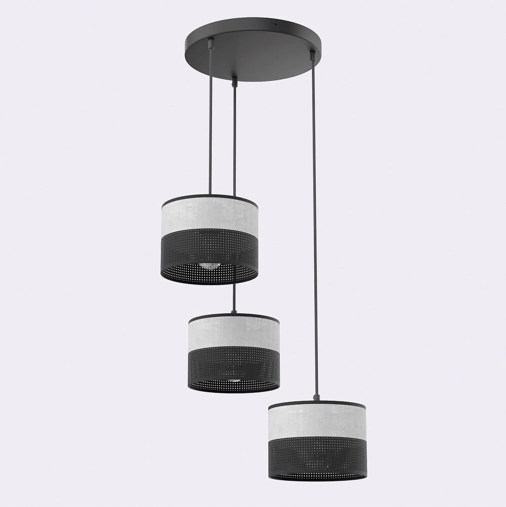 Lampa wisząca KARBON 3 BL GRAY PREMIUM z abażurami szara czarna - 1652/3PREM