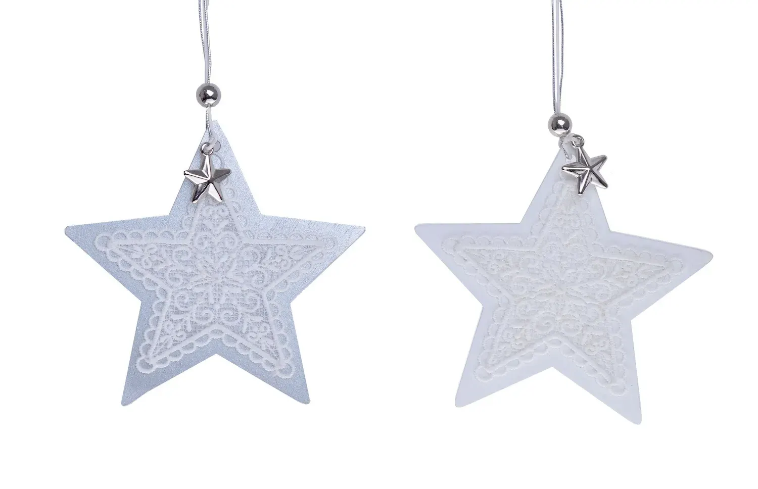 Drewniana zawieszka GWIAZDA 2 sztuki białe