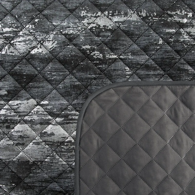 Narzuta z błyszczącym nadrukiem BLINK 3 170 X 210 CM Czarny, Srebrny - EU_452246
