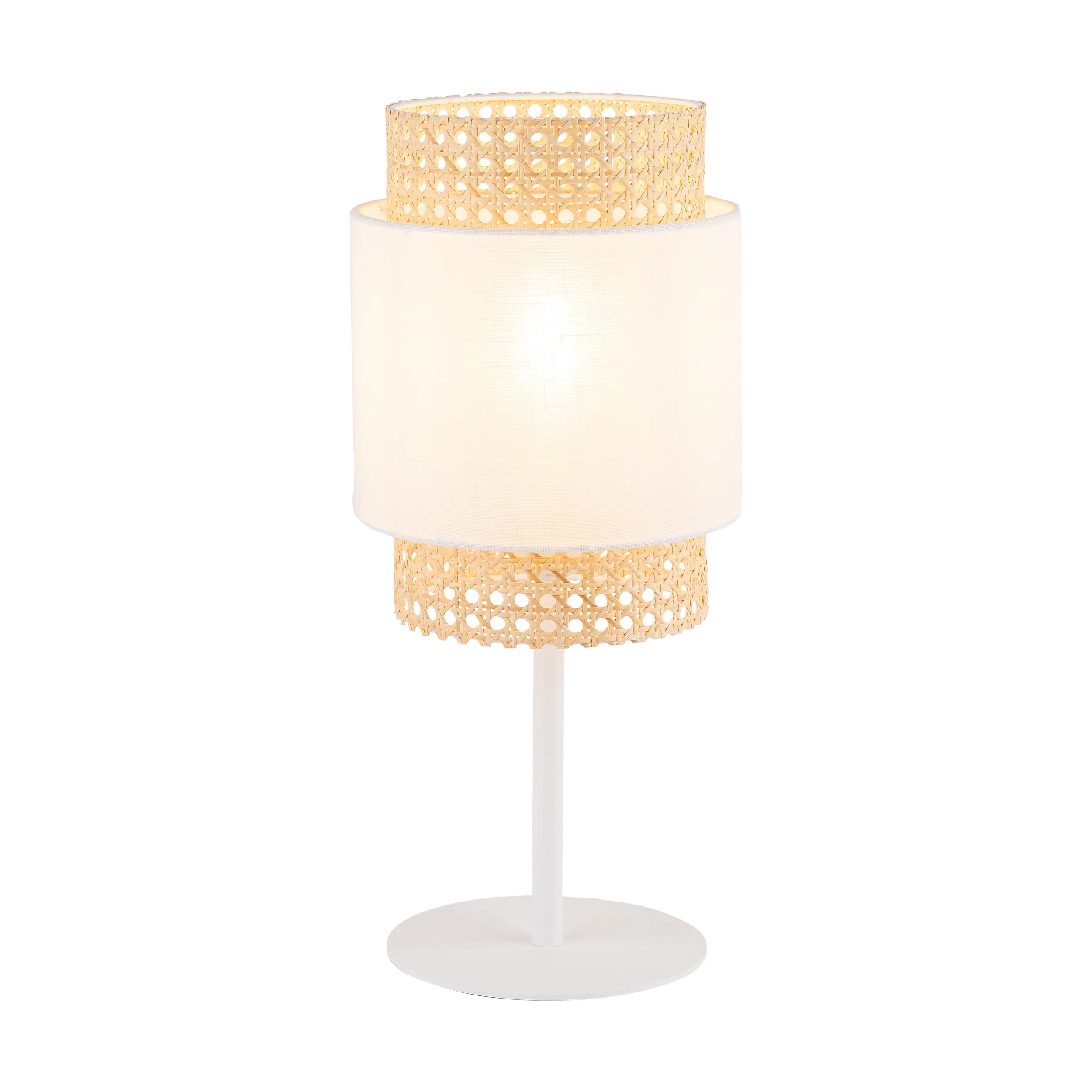 Lampka nocna BOHO biała z brązowym elementem z tkaniny plecionki 45x20cm - TK_6565