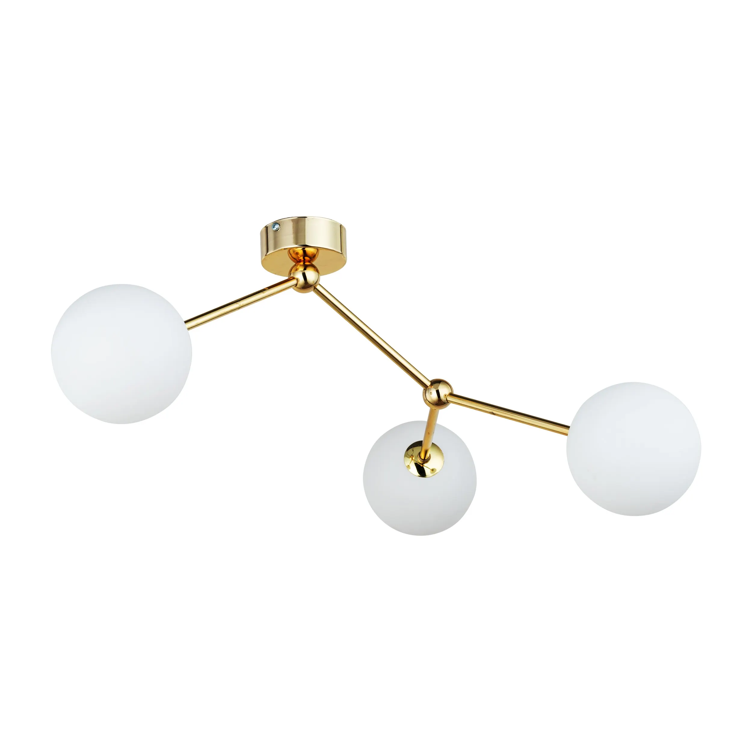 Lampa sufitowa FAIRY złota z białymi okrągłymi szklanymi kloszami 63x48x30cm - TK_6471