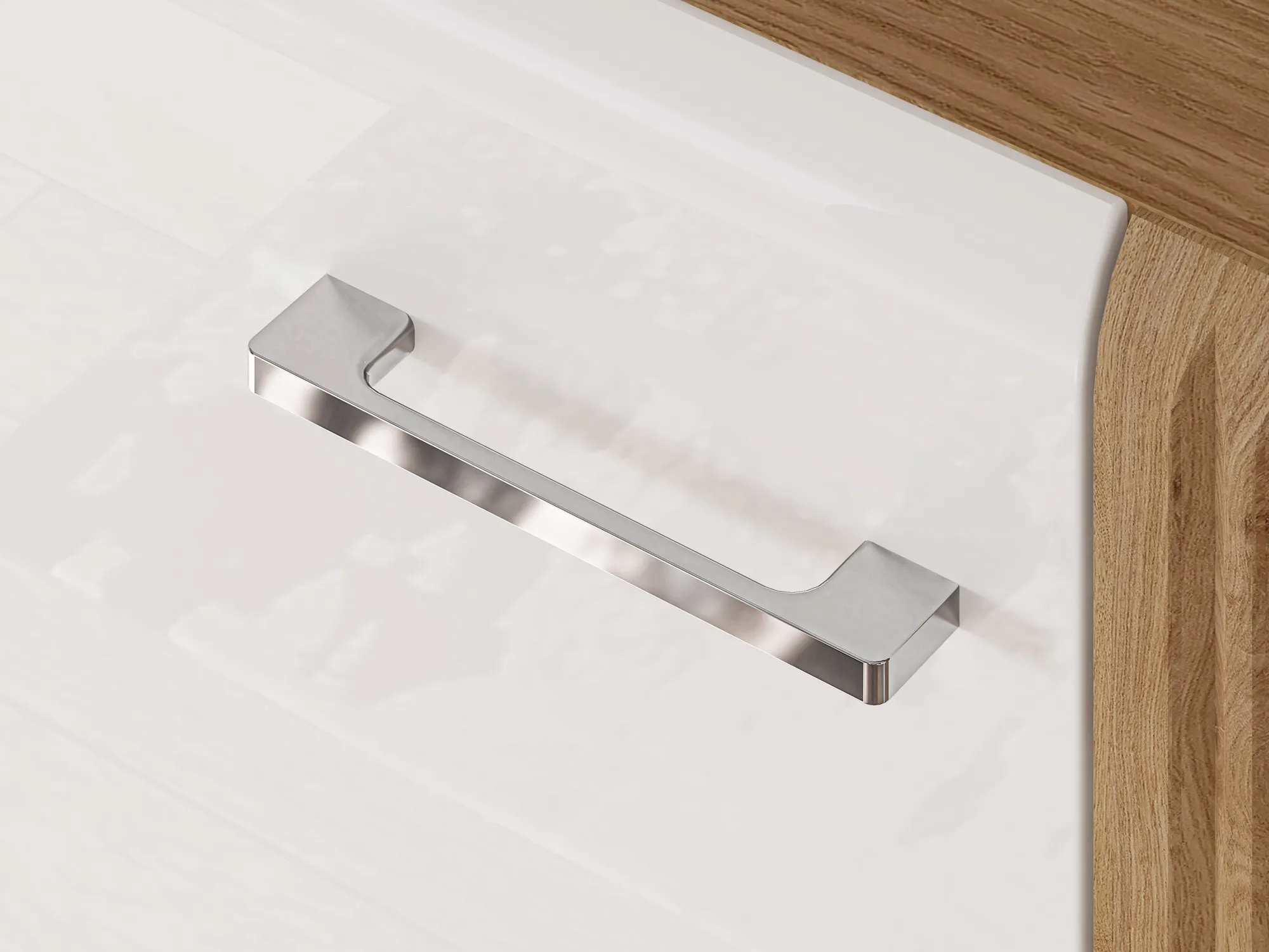 Komoda 2-drzwiowa z 4 szufladami ADAGIO 06 dąb castello, biały połysk - 1ADAG06-001