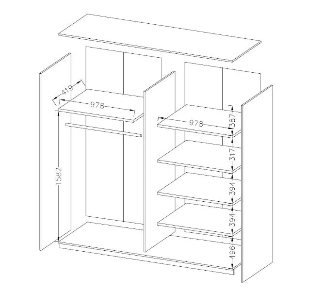 Szafa GALAXY przesuwna 2-drzwiowa z lustrem abisko ash 210x200x61cm - 24AAEA67