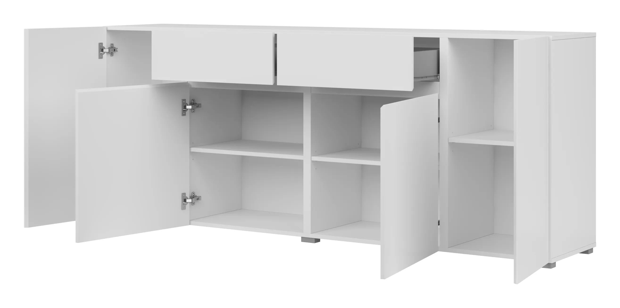 Komoda 4-drzwiowa z 2 szufladami ASYMETRIC 47 biała - 2497OA47