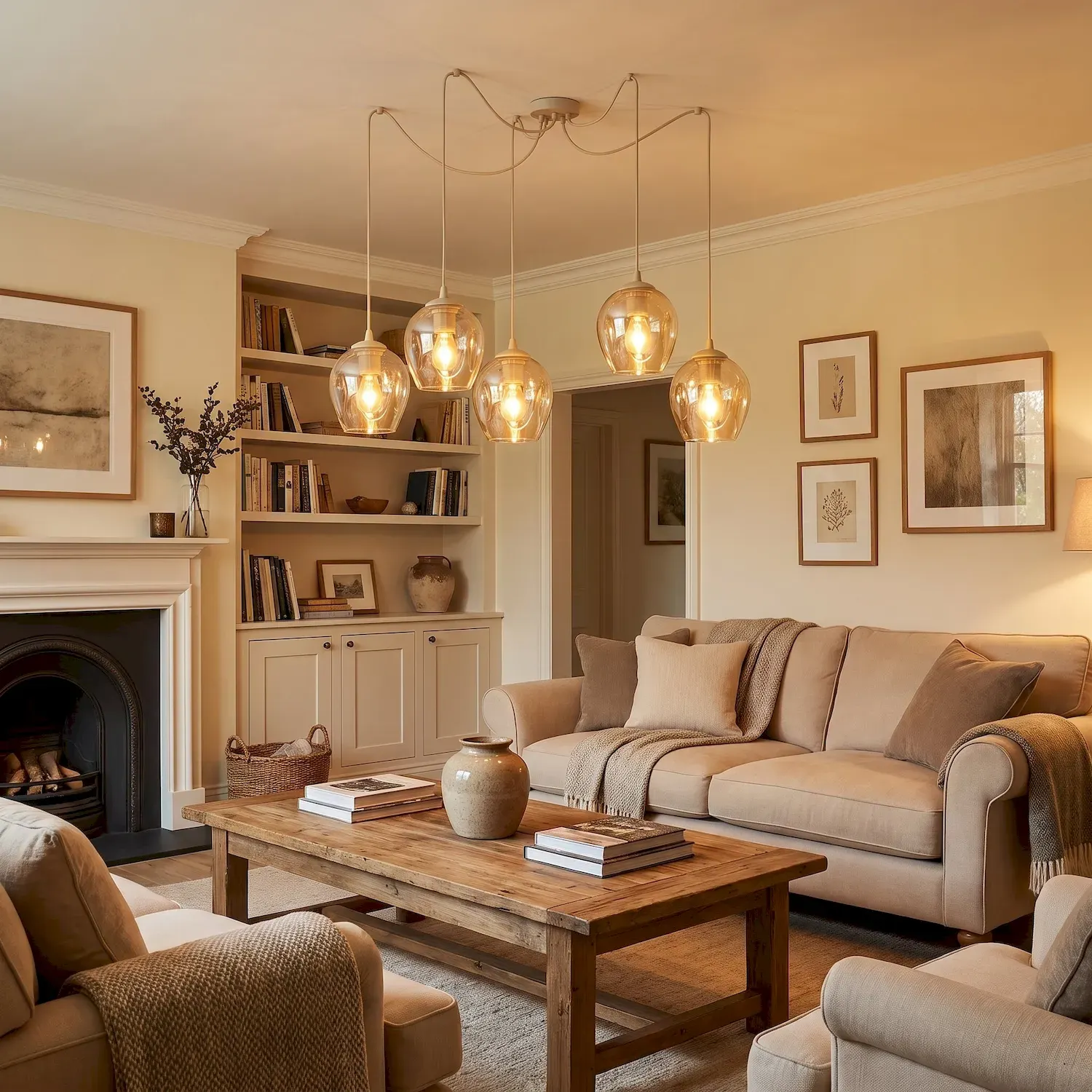 Lampa wisząca pająk LEVEL 5 beżowy miodowy - 1820/5
