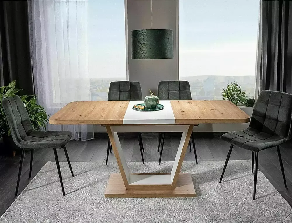 Stół rozkładany NIGEL dąb artisan, biały 120(160)X80 - NIGELDABM120D