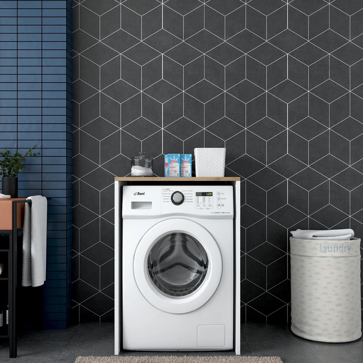 Zabudowa na pralkę KD103 biały orzech - ASI_893RAN3303