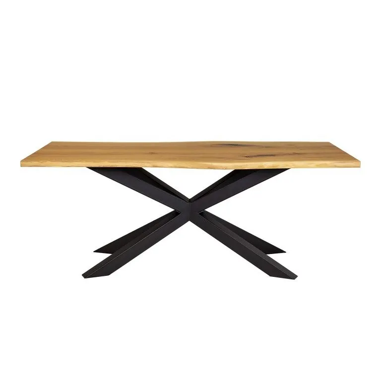 Stół metalowo - dębowy 90x140 ST388 naturalny DREWMAX — zdjęcie 2