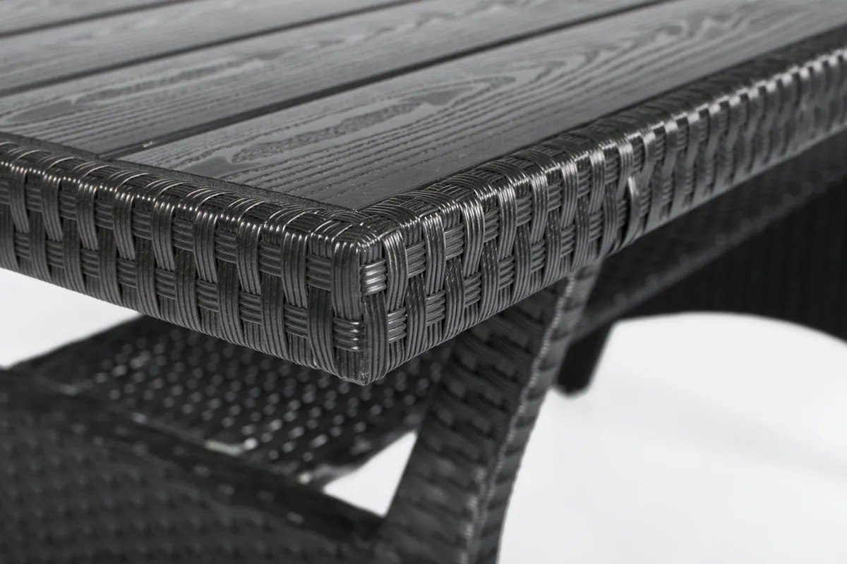 Narożnik ogrodowy wypoczynkowy SZTOKHOLM ze stołem technorattan czarny - FE5906480909794