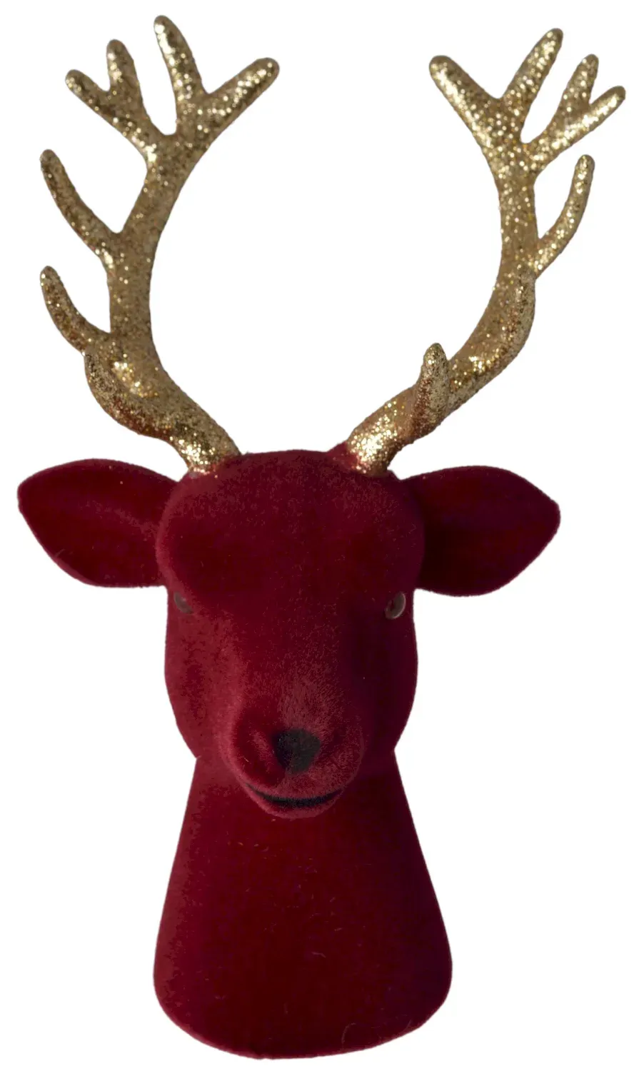 Welurowa GŁOWA RENIFERA mała burgundowa