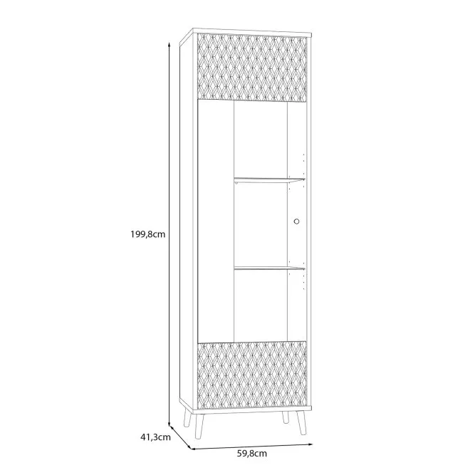 Witryna AKSANA L/P 1-drzwiowa - dąb mauvella, biały - AKNV711-M992