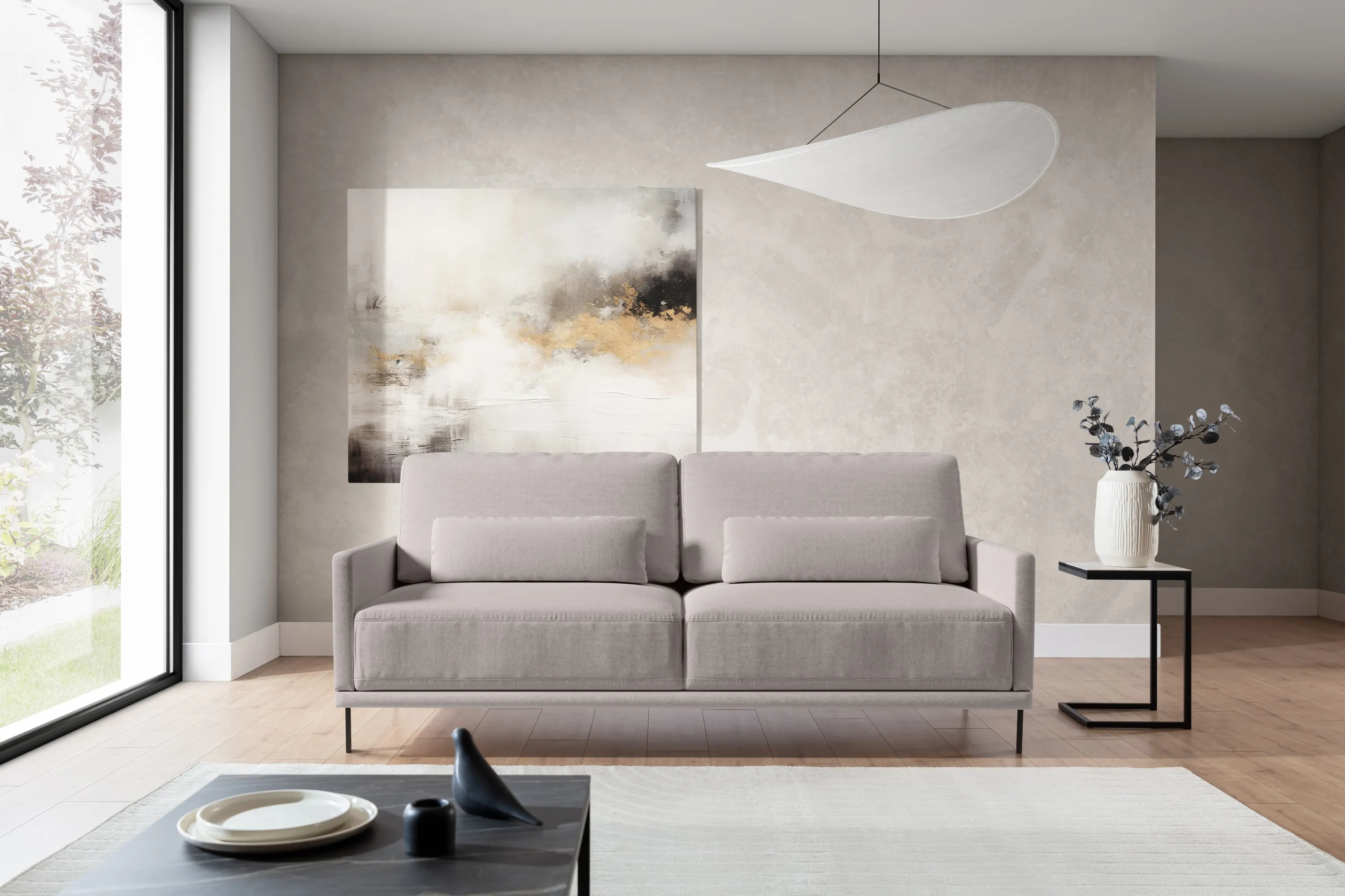 Sofa z funkcją spania MELORIA tkanina Maya 01 beżowa - B_161802