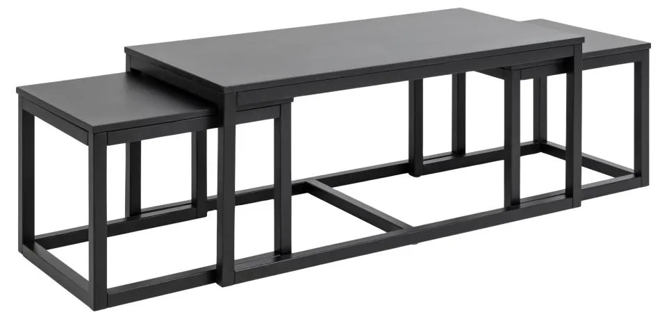 Zestaw 3 stolików kawowych Omma (120x60x50) - (56x51,5x44) - (56x51,5x44) Czarny — zdjęcie 4