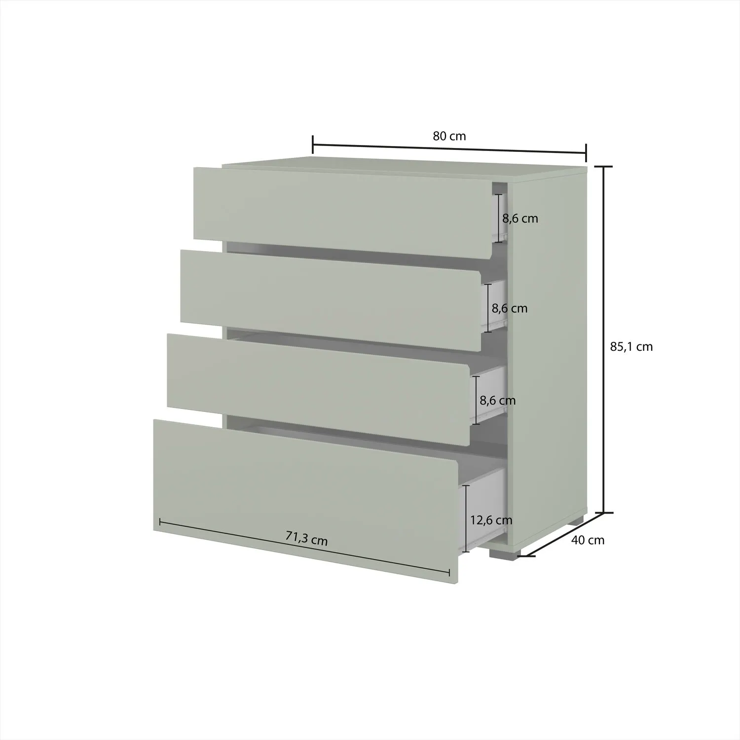 Komoda z 4 szufladami CROSS S 28 zielony czarny - 24GWMY28