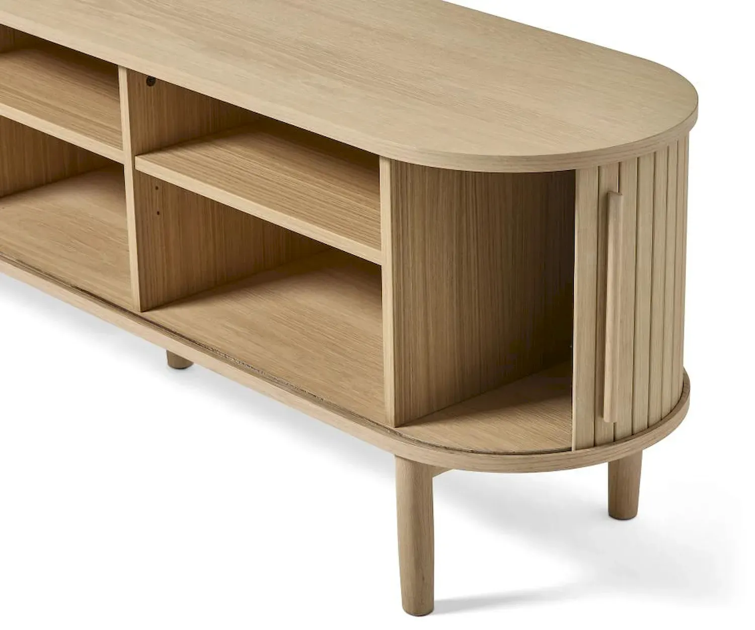 Szafka RTV 2-drzwiowa META 180 cm z lamelami dąb biały - UN_50692560