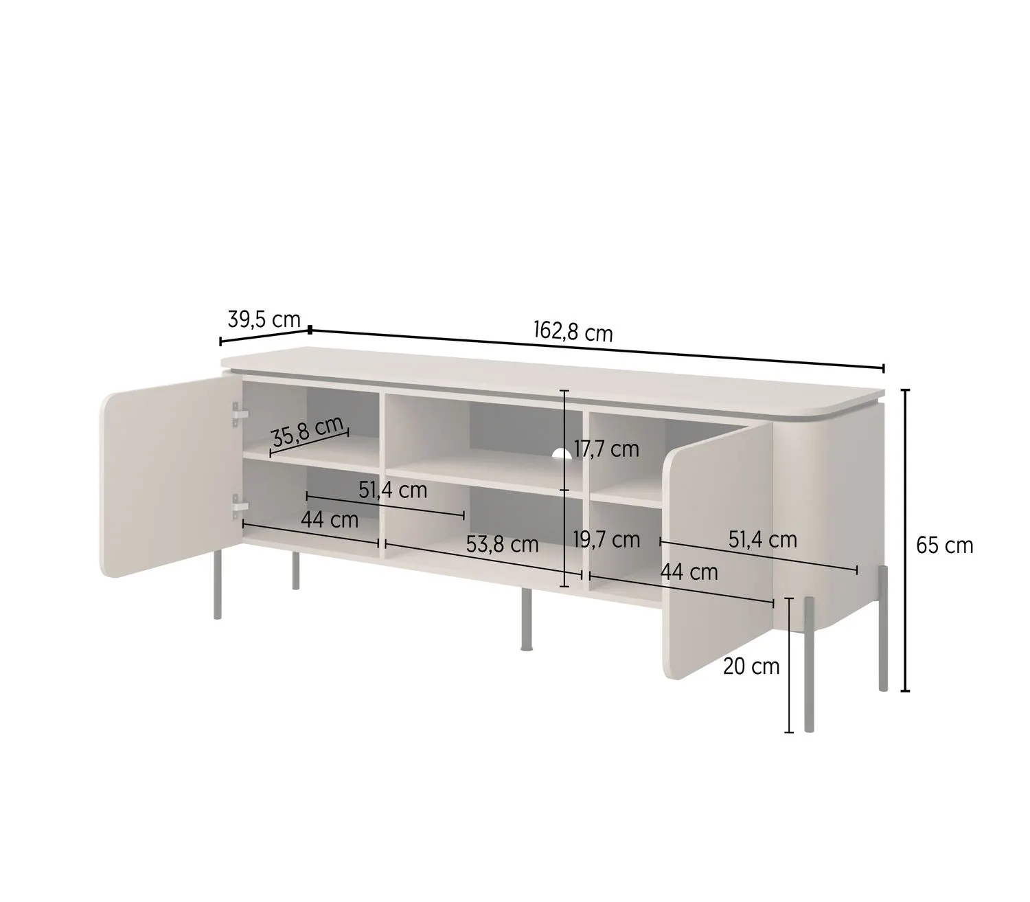 Komoda RTV 2-drzwiowa z półkami BELLO 163 cm congo - 24COOB40