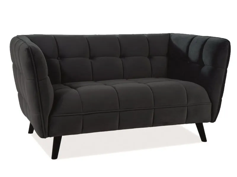 Sofa 2-osobowa CASTELLO 2 VELVET Bluvel 19 czarna wenge Signal