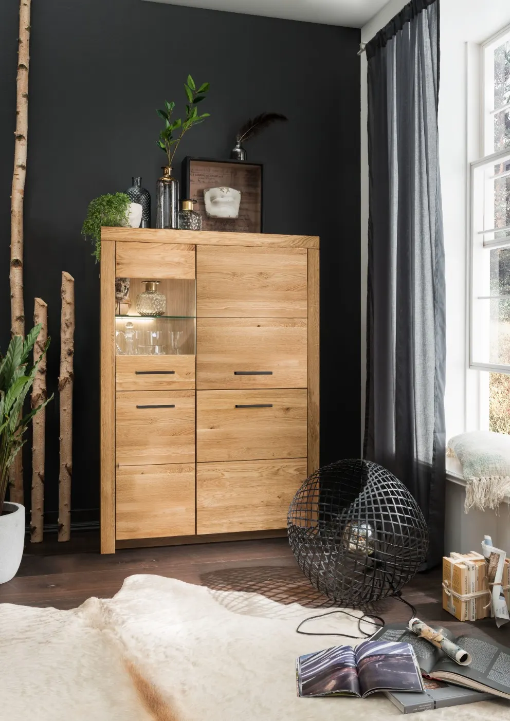 Kredens dębowy z przeszkleniem DOVE 102x141 II-Lewy - GK_1031690421