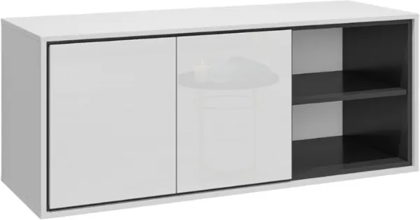 Szafka pod umywalkę IRVINE 2-drzwiowa z regałem 120 cm - biały, czarny Szafka pod umywalkę IRVINE 2-drzwiowa z regałem 120 cm - biały, czarny