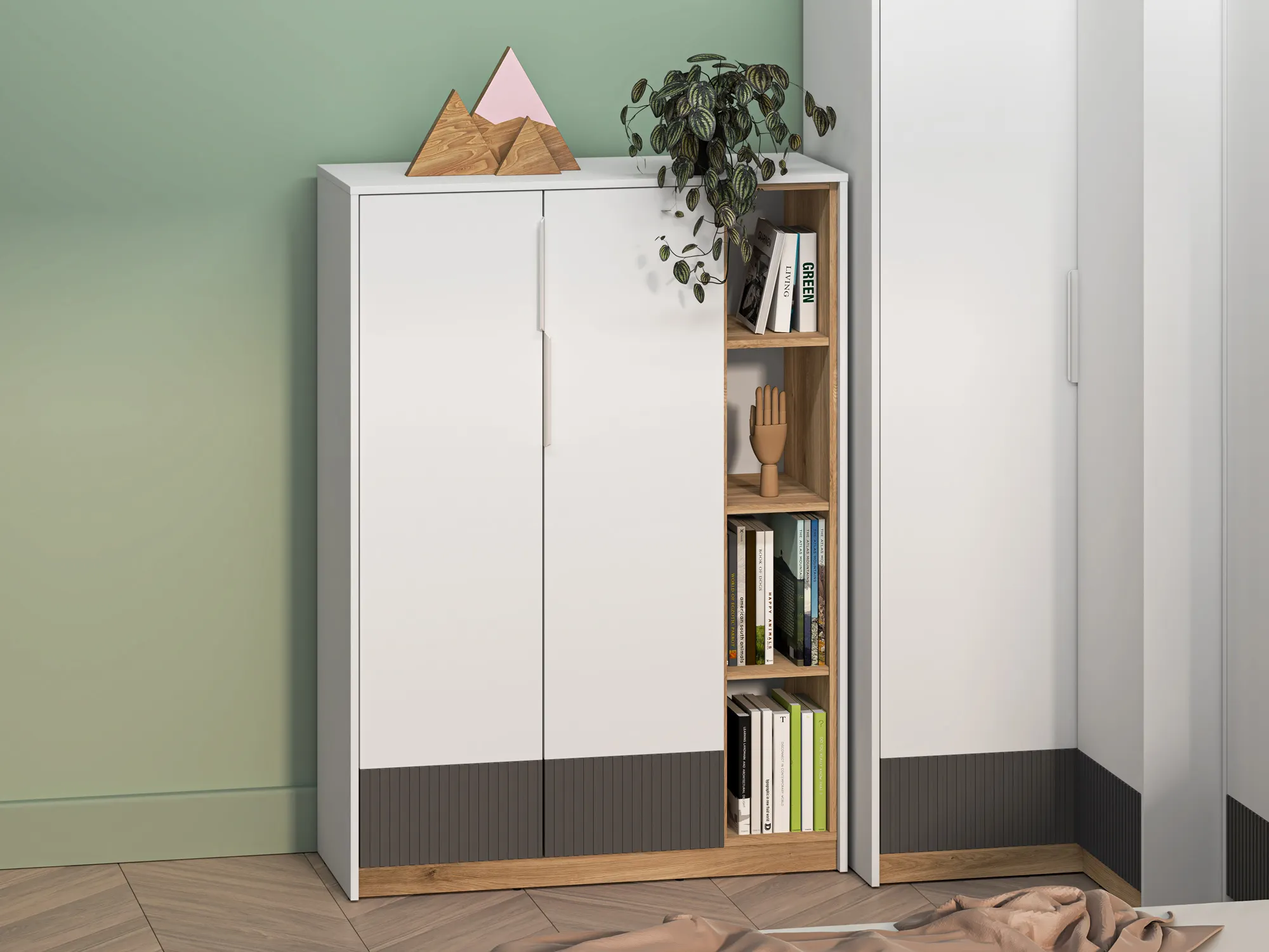 Komoda wysoka 2-drzwiowa TORINO 05 Biały, Castello, Grafit - 1TORI05-001