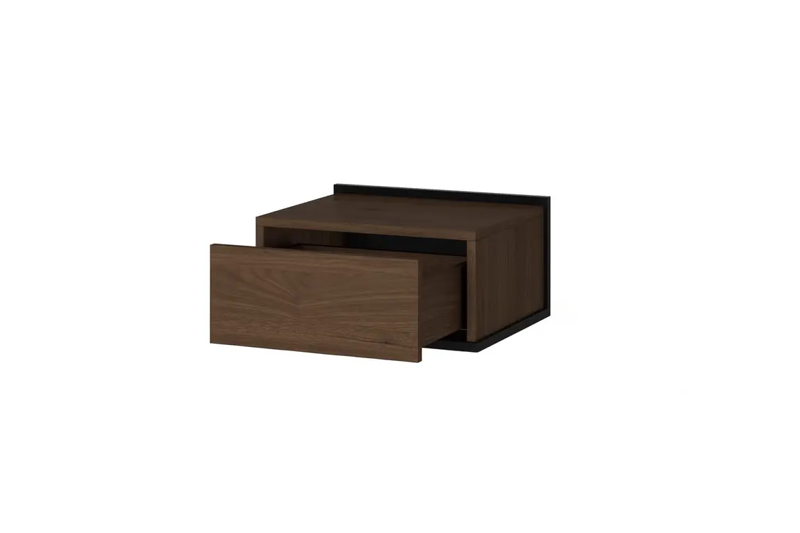 Szafka nocna wisząca z 1 szufladą ZENAR 50 cm orzech elegant czarny
