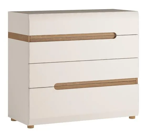 Komoda z 4 szufladami LINATE TYP 44 Biały, Trufla, Biały połysk