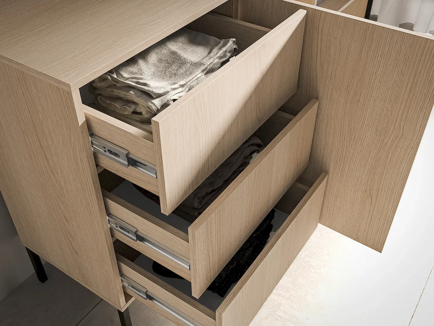 Komoda 2-drzwiowa z 3 szufladami BARNEE 02 oświetlenie LED dąb lindberg - 1BARN02-001